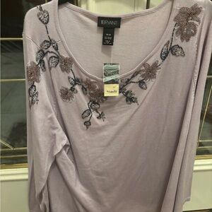 Lane Bryant Light Purple Top with Embroidered Details